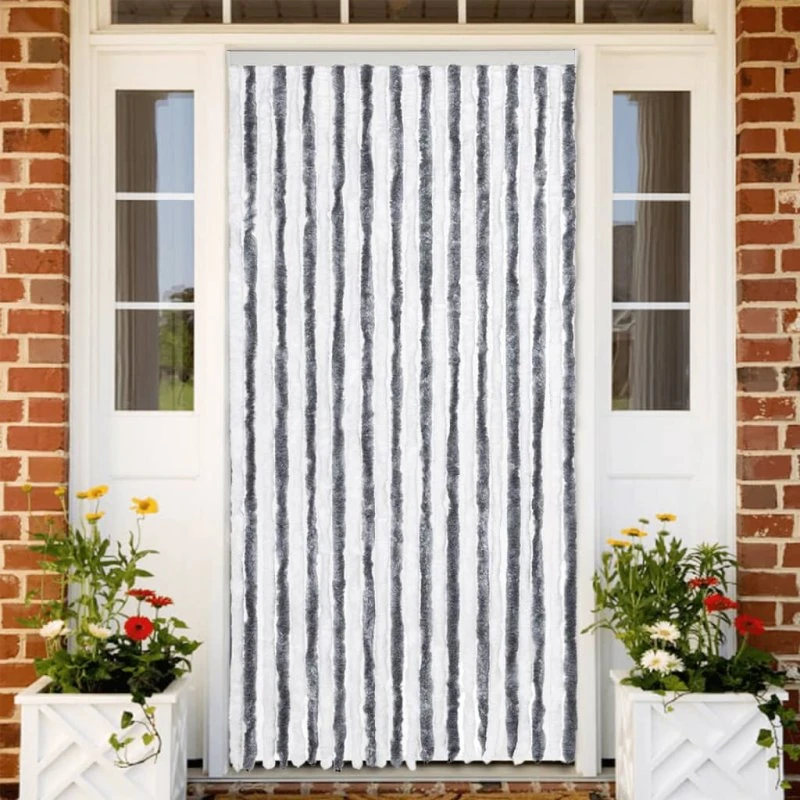 vidaXL flueforhæng chenille 100x200 cm - grå/hvid