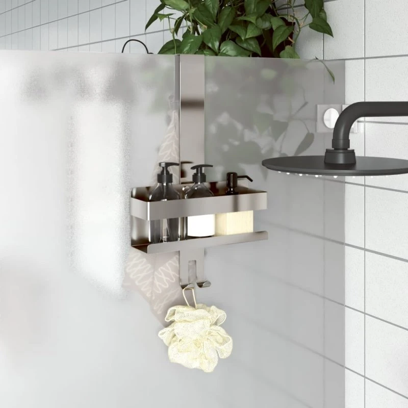 vidaXL brusehylde med ophæng i børstet 304 rustfrit stål, mat sølv