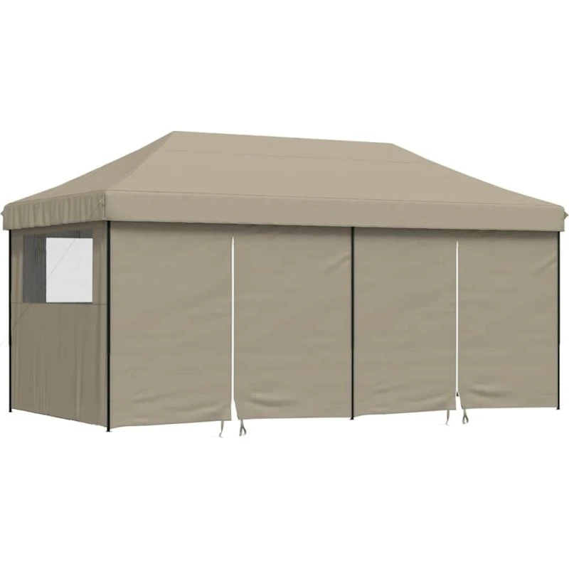 vidaXL foldbart pop-up partytelt med 4 sidevægge, gråbrun