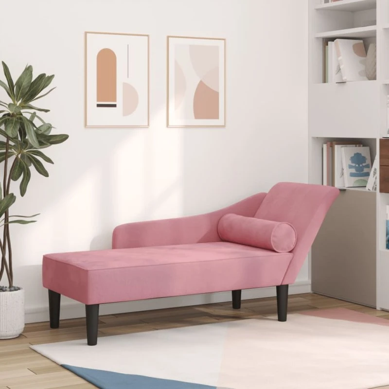 vidaXL chaiselong med hynder fløjl pink