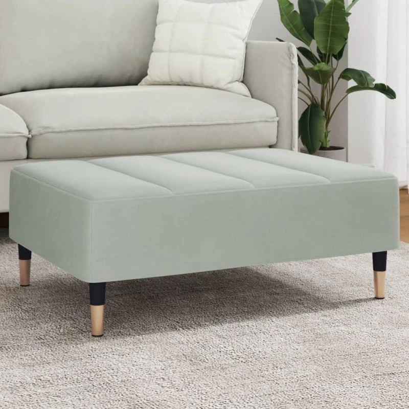 vidaXL fodskammel 77x55x31 cm velour lysegrå
