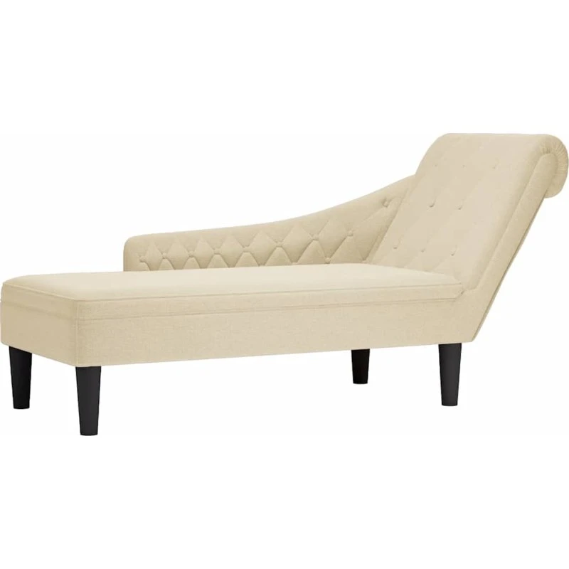 vidaXL chaiselong med pude og højre armlæn, creme