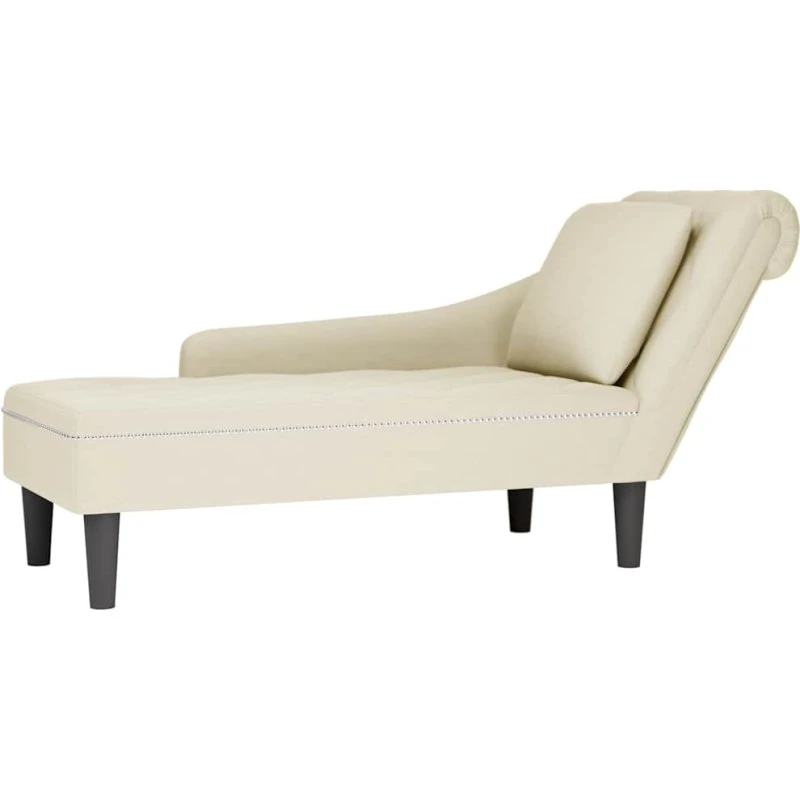 vidaXL chaiselong fløjl med pude, højre armlæn – creme