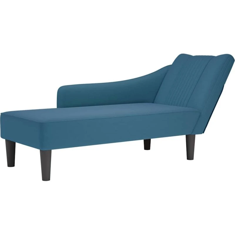 vidaXL chaiselong med højre armlæn i blå fløjl