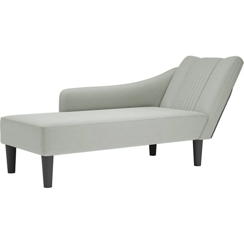 vidaXL chaiselong fløjl med højre armlæn, lysegrå