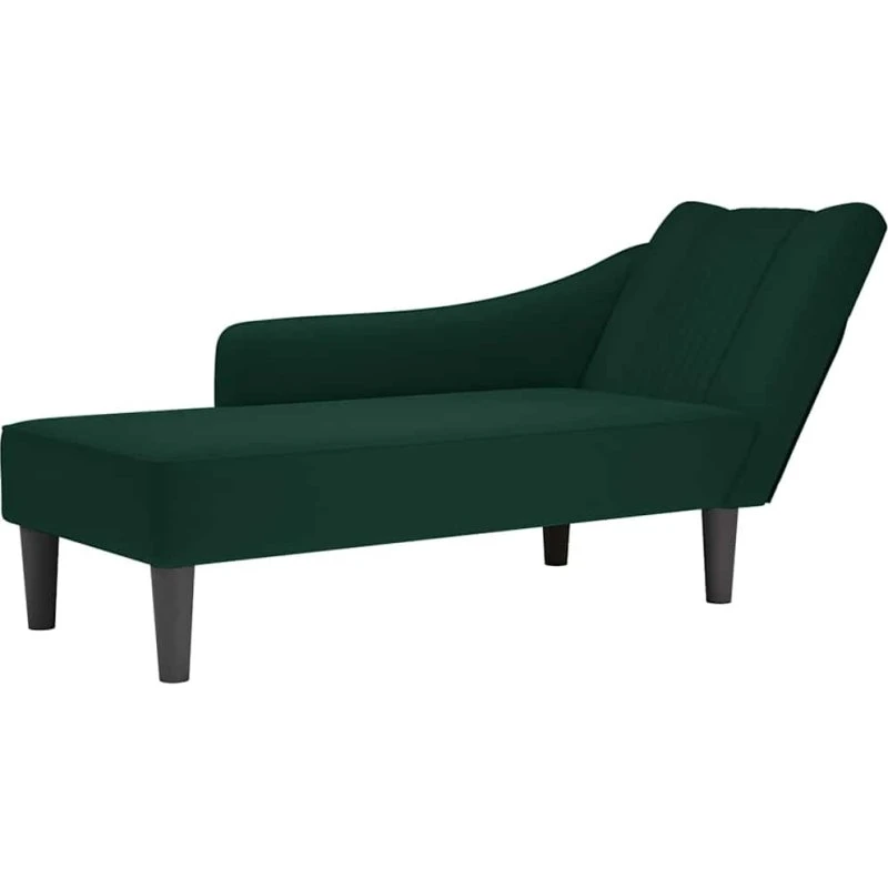 vidaXL chaiselong med højre armlæn, fløjl - mørkegrøn