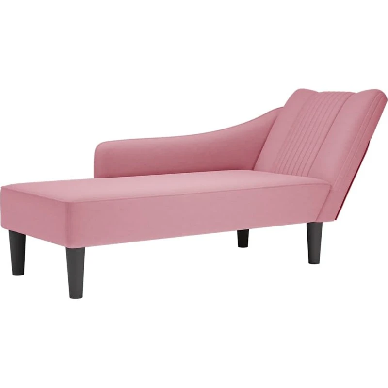 vidaXL chaiselong med højre armlæn fløjl lyserød