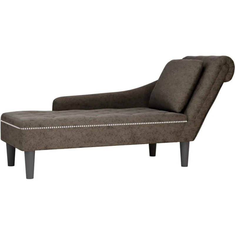 vidaXL Chaiselong kunstlæder m. pude, højre armlæn - mørkegrå