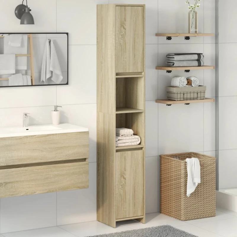 vidaXL badeværelsesskab 30x30x183,5 cm Sonoma-eg