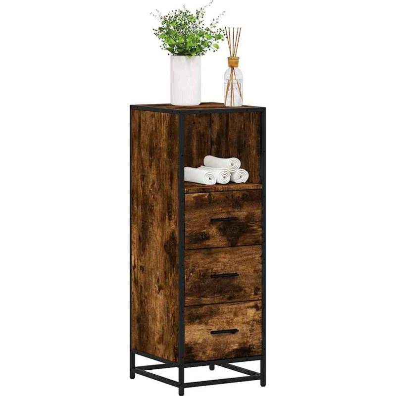 vidaXL badeværelsesskab 35x37,5x100 cm røget egetræ