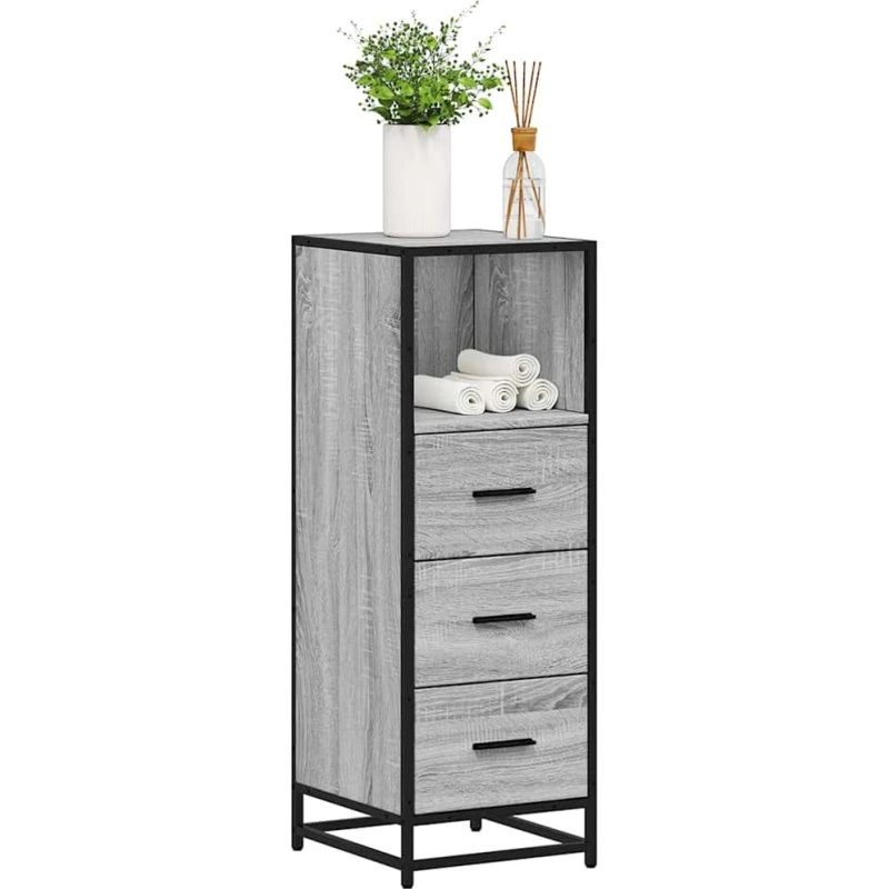 vidaXL badeværelsesskab 35x37,5x100 cm grå Sonoma-eg