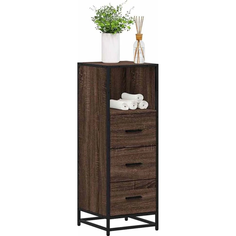 vidaXL badeværelsesskab 35x37,5x100 cm konstrueret træ brunt egetræ