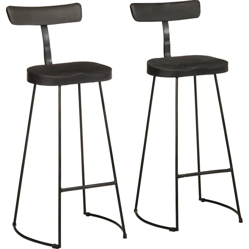 vidaXL 2 stk. barstole 49x43x103 cm i massivt mangotræ, sort