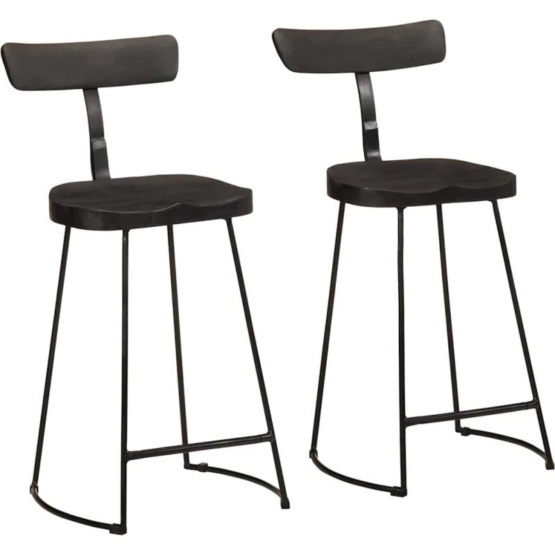 vidaXL barstole 2 stk. 49x43x88 cm massivt mangotræ, sort