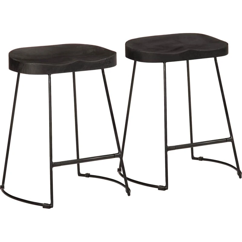 vidaXL barstole 2 stk. 46x38x52 cm massivt mangotræ sort