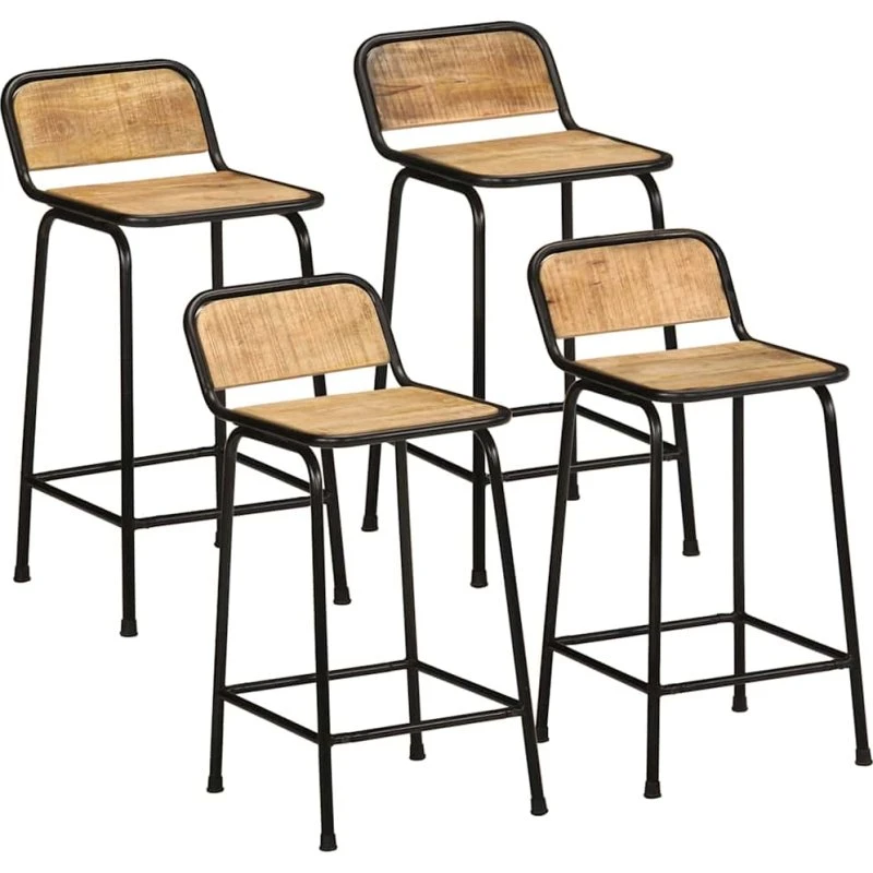 vidaXL Barstole 4 stk. 46x35,5x80 cm massivt ru mangotræ