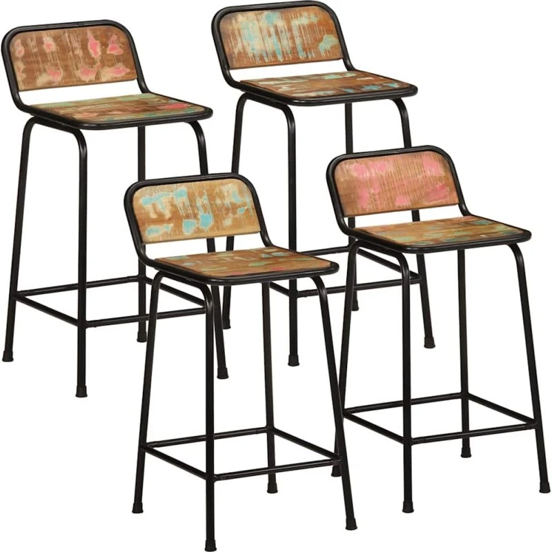 vidaXL barstole 4 stk. 46 x 35,5 x 80 cm massivt genbrugstræ