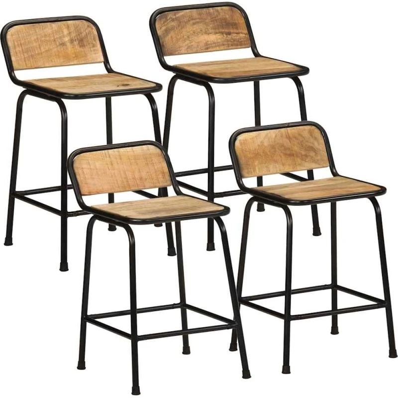 vidaXL barstole 4 stk. 46x35,5x70 cm massivt ru mangotræ