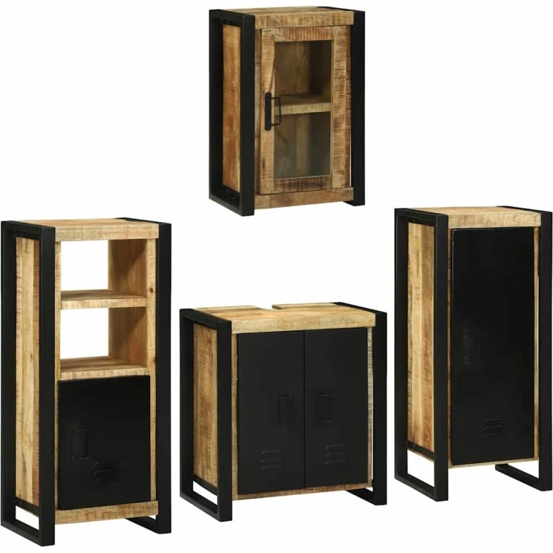 vidaXL Badeværelsesmøbel sæt 4 dele Brun massiv mangotræ