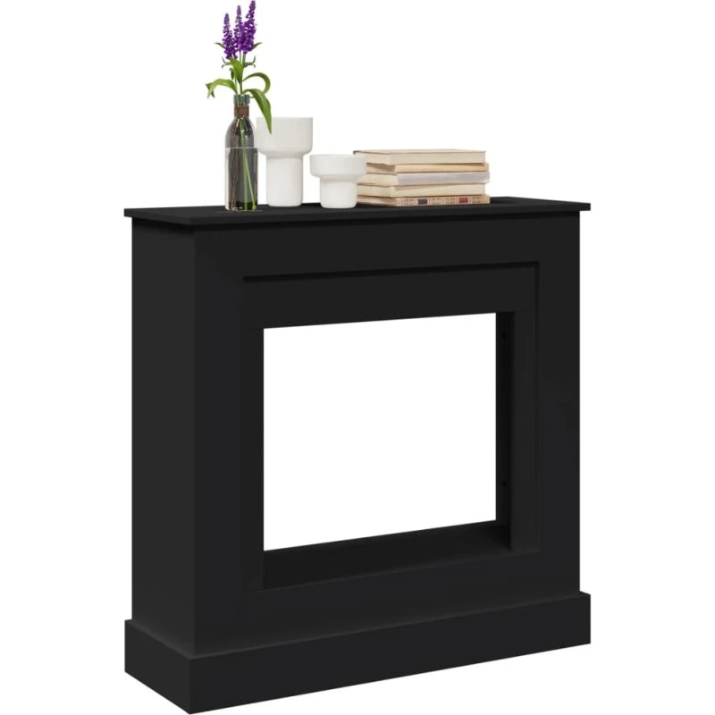 vidaXL forsats til pejs 90x30x90 cm, konstrueret træ sort