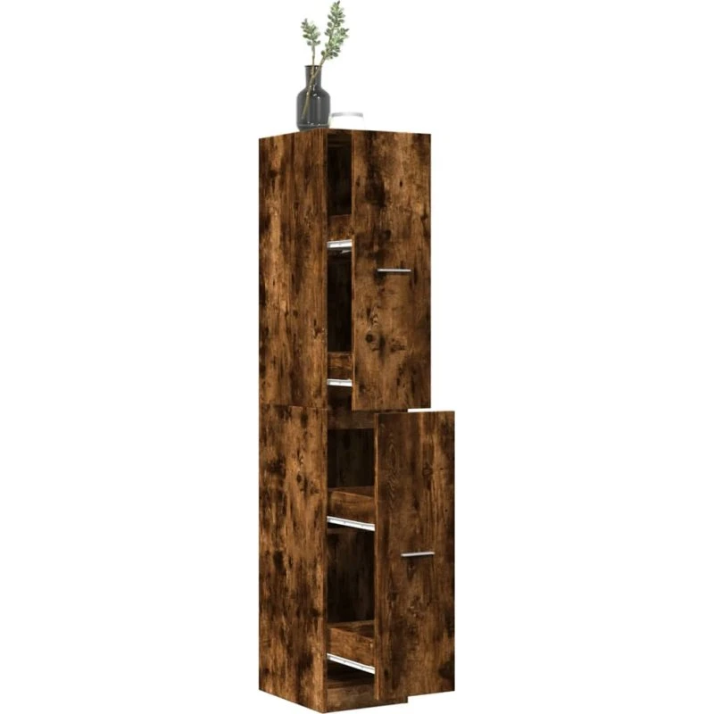 vidaXL apotekerskab 30x41x174,5 cm – konstrueret træ, røget egetræsfarve