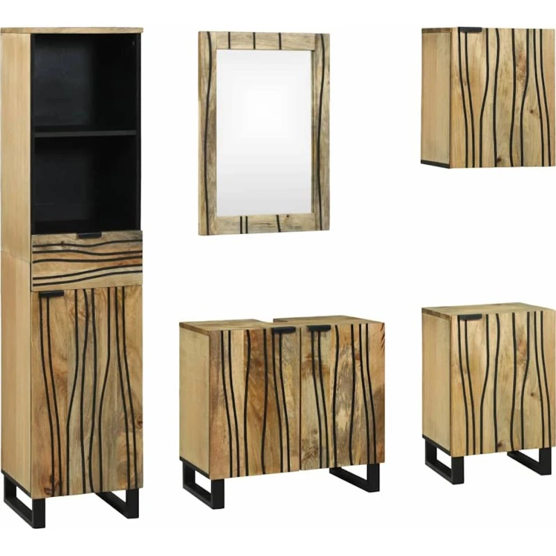 vidaXL Badeværelsesmøbel sæt 5 dele Brun, konstrueret træ