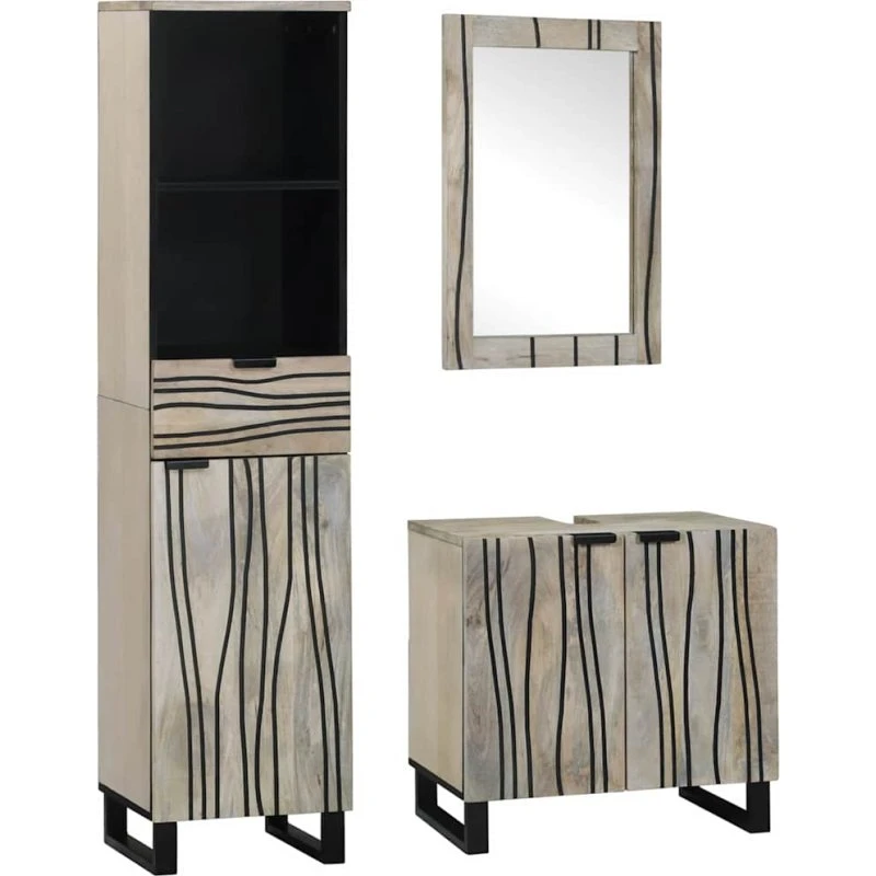 vidaXL Badeværelsesmøbel sæt 3 dele med skuffe Hvid