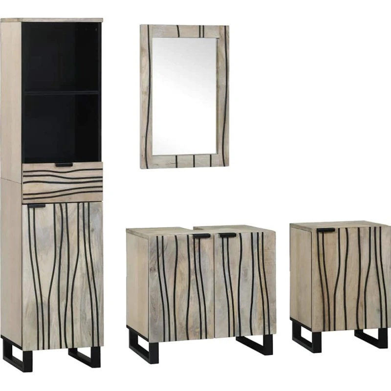 vidaXL Badeværelsesmøbelsæt 4 dele Valnøddebrun 38x33x160 cm