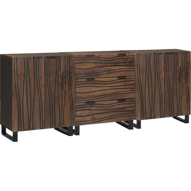 vidaXL Badeværelsessæt 3 dele med skuffe, brun 180x33x75 cm