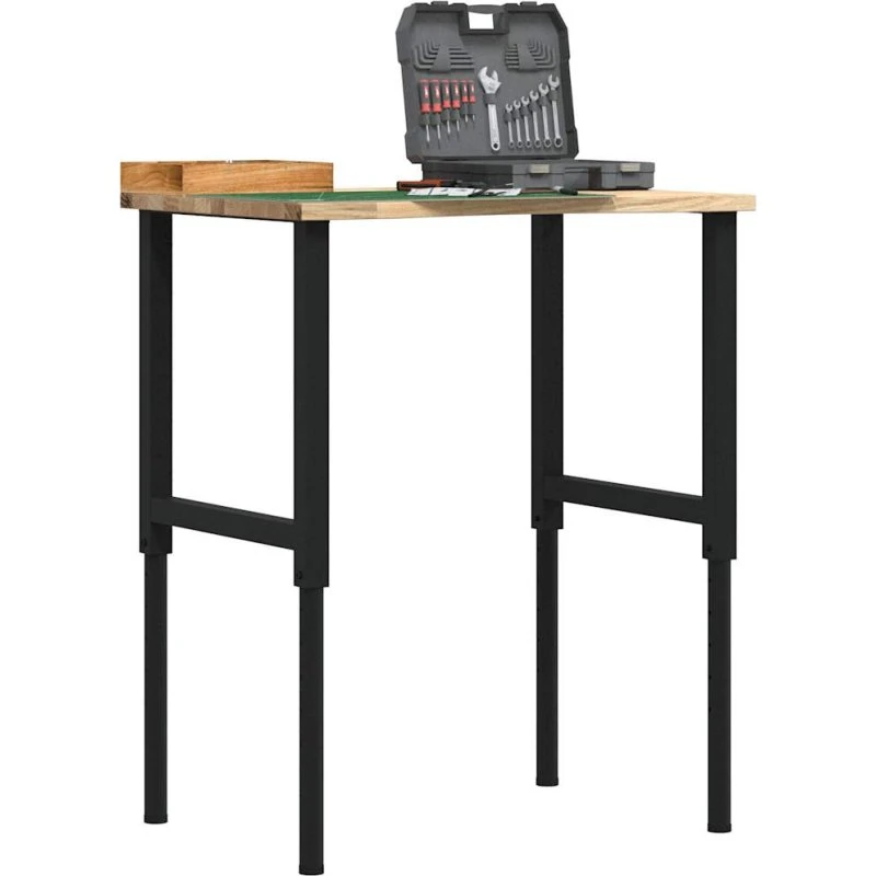 vidaXL arbejdsbænk i massivt egetræ 80x60x(71,5-98) cm