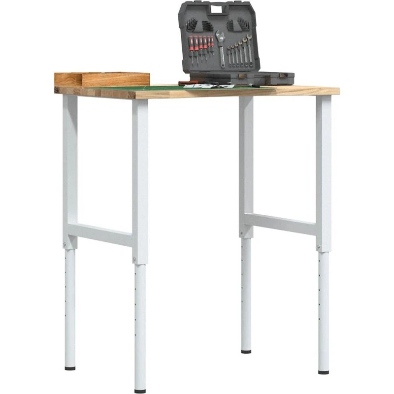 vidaXL Arbejdsbænk 80x60x(71,5-98) cm massivt egetræ