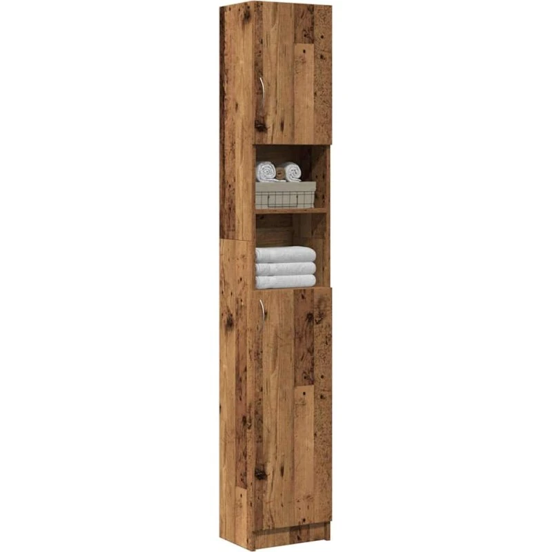 vidaXL badeværelsesskab 32x25,5x190 cm konstrueret træ antikt