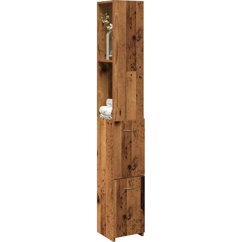 vidaXL badeværelsesskab 25x25x170 cm - gammelt trælook
