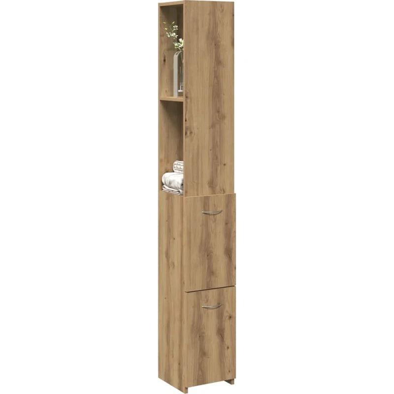vidaXL badeværelsesskab 25x25x170 cm konstrueret træ kunsteg