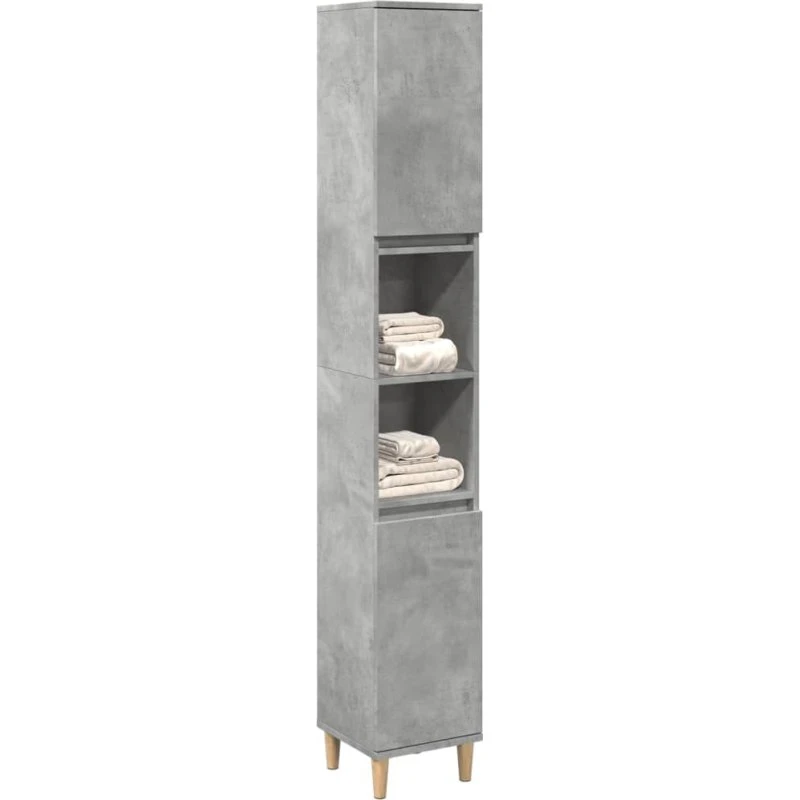 vidaXL badeværelsesskab 30x30x190 cm konstrueret træ betongrå