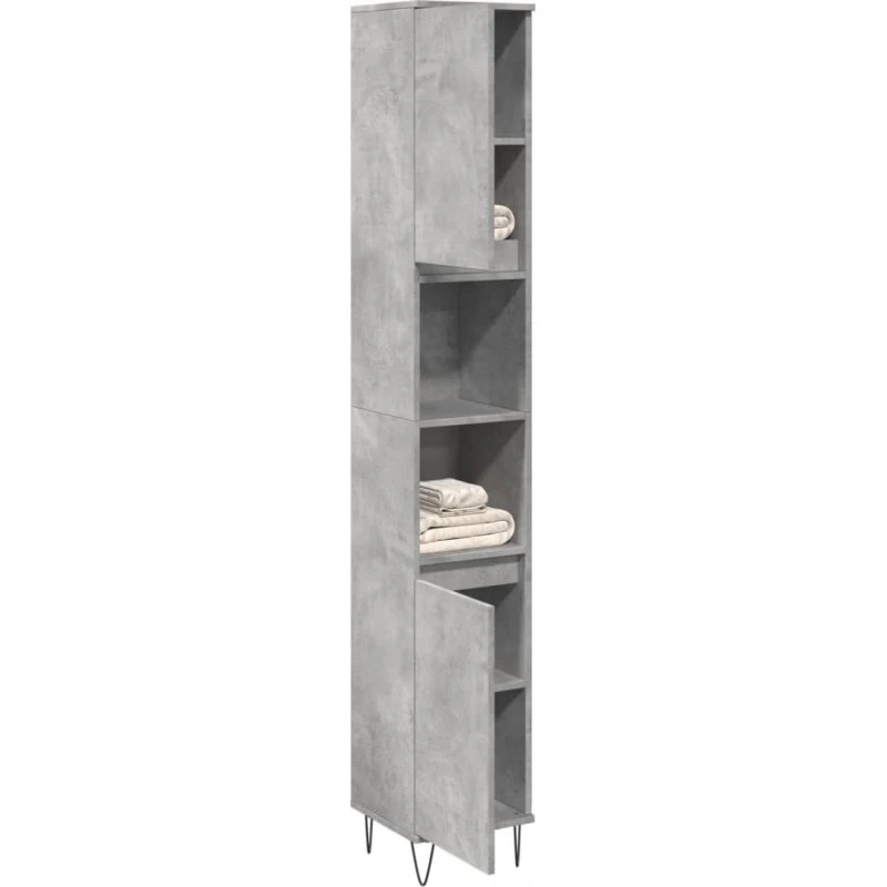 vidaXL badeværelsesskab 30x30x190 cm konstrueret træ betongrå