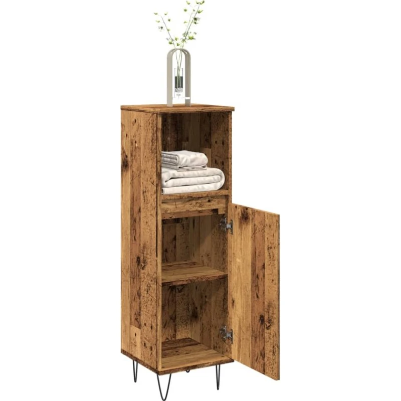 vidaXL badeværelsesskab 30x30x100 cm i gammelt trælook