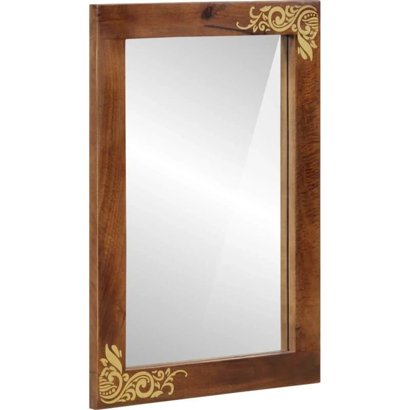 vidaXL Badeværelsesspejl mangotræ Honningbrun 70x50x2,5 cm