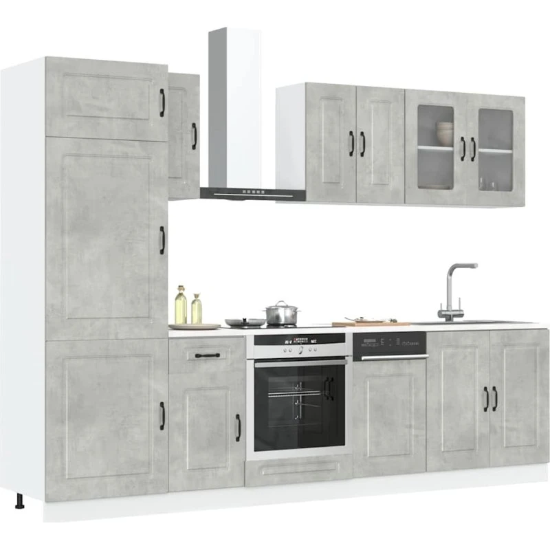 vidaXL Kalmar 8-dele køkkenskabssæt – beton grå