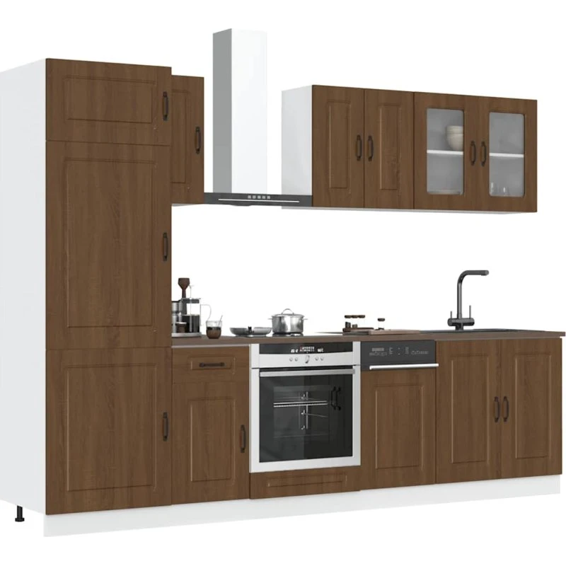 vidaXL 8-delt køkkenskabssæt Kalmar brun eg (konstrueret træ)