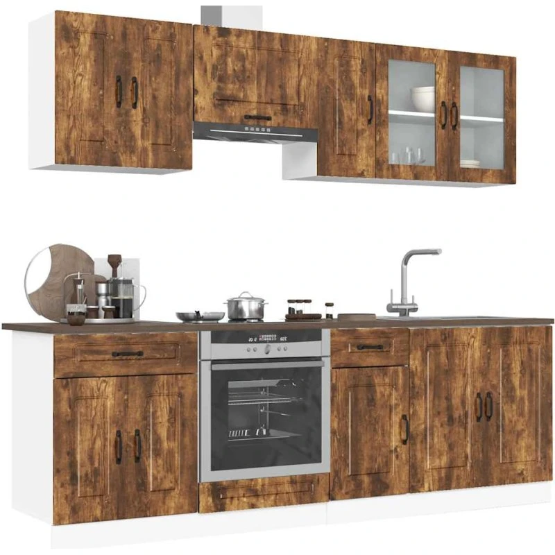 vidaXL 8-dele køkkenskabssæt Kalmar – røget eg