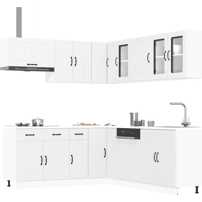 vidaXL 11-delt køkkenskabssæt Lucca, hvid (konstrueret træ)