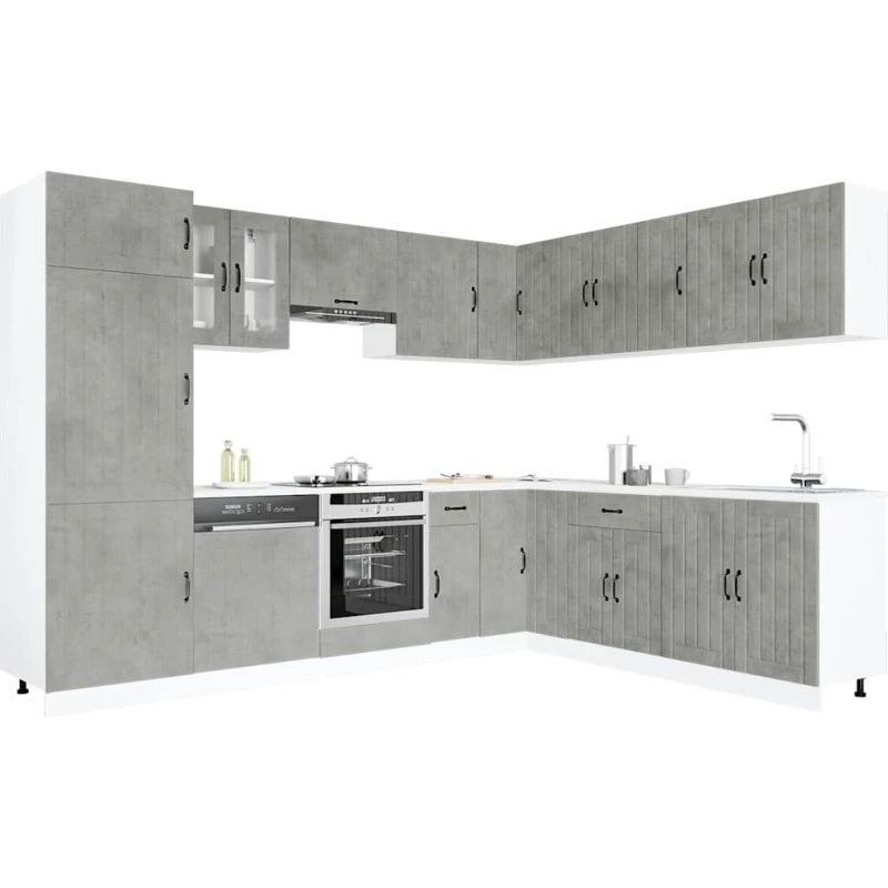 vidaXL 14-delt køkkenskabssæt "Lucca" betongrå