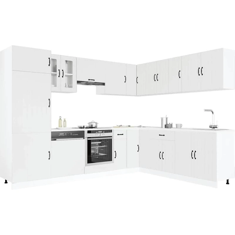 vidaXL Lucca 14-delt køkkenskabssæt, hvid konstrueret træ