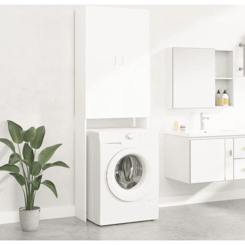vidaXL badeværelsesskab til vaskemaskine 64x25,5x190 cm hvid