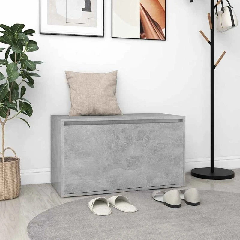 vidaXL entrébænk 80x40x45 cm konstrueret træ, betongrå
