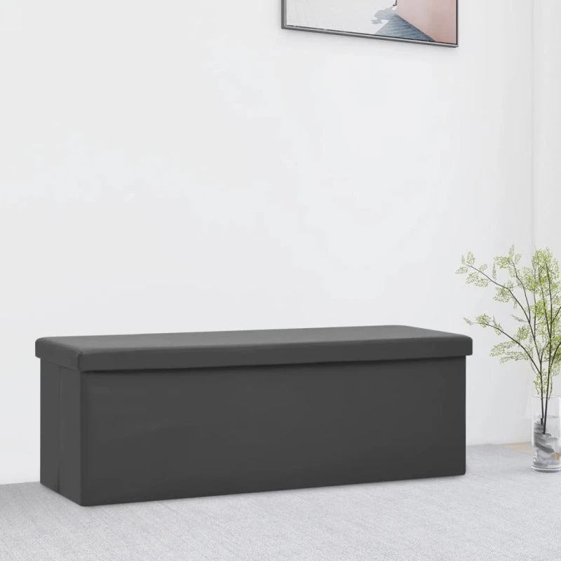 vidaXL Foldbar opbevaringsbænk PVC grå (polstret)