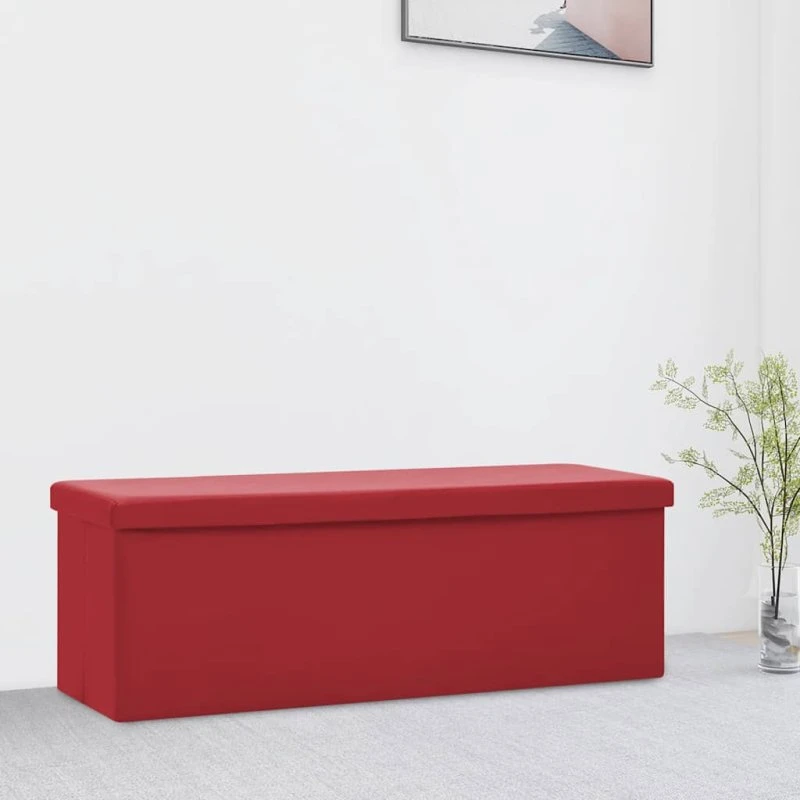 vidaXL foldbar opbevaringsbænk PVC, vinrød