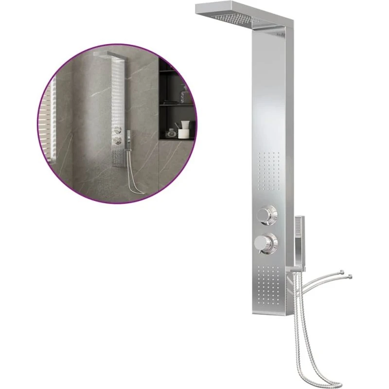 vidaXL brusepanel i rustfrit stål, firkantet, sølv