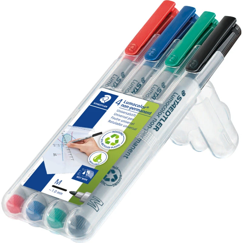Staedtler Lumocolor Non-P 1,0 mm, 4 assorterede farver